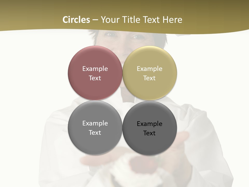 A Friendly Happy Looking Pastry Chef Holding A Dessert She Just Made. Isolated On White. PowerPoint Template