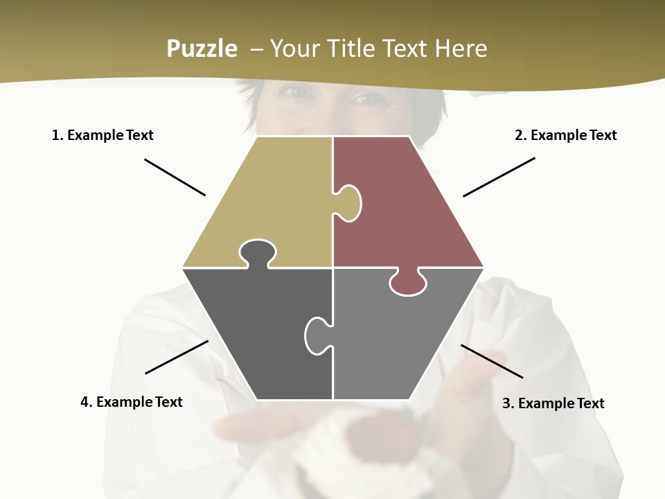 A Friendly Happy Looking Pastry Chef Holding A Dessert She Just Made. Isolated On White. PowerPoint Template