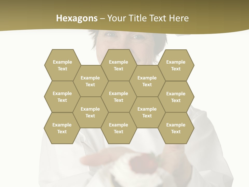 A Friendly Happy Looking Pastry Chef Holding A Dessert She Just Made. Isolated On White. PowerPoint Template