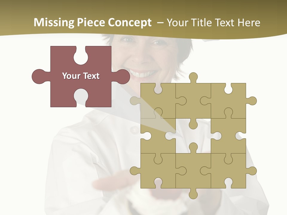 A Friendly Happy Looking Pastry Chef Holding A Dessert She Just Made. Isolated On White. PowerPoint Template