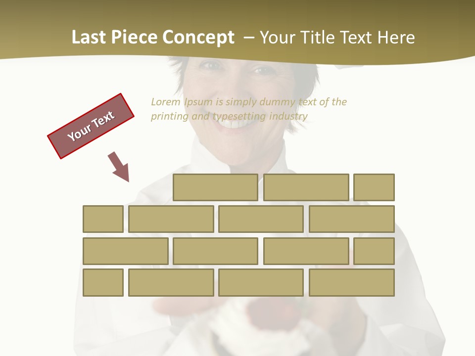 A Friendly Happy Looking Pastry Chef Holding A Dessert She Just Made. Isolated On White. PowerPoint Template