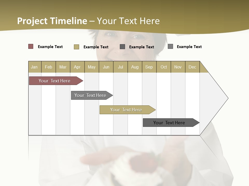 A Friendly Happy Looking Pastry Chef Holding A Dessert She Just Made. Isolated On White. PowerPoint Template