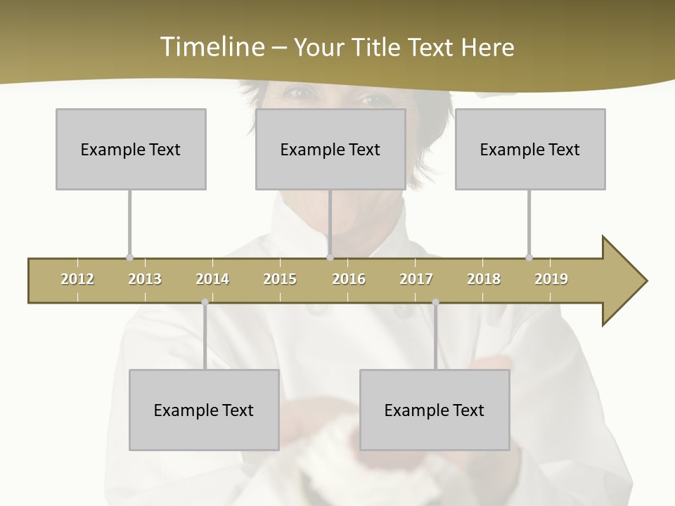 A Friendly Happy Looking Pastry Chef Holding A Dessert She Just Made. Isolated On White. PowerPoint Template