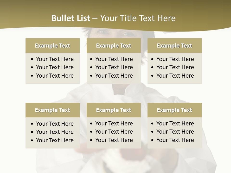 A Friendly Happy Looking Pastry Chef Holding A Dessert She Just Made. Isolated On White. PowerPoint Template