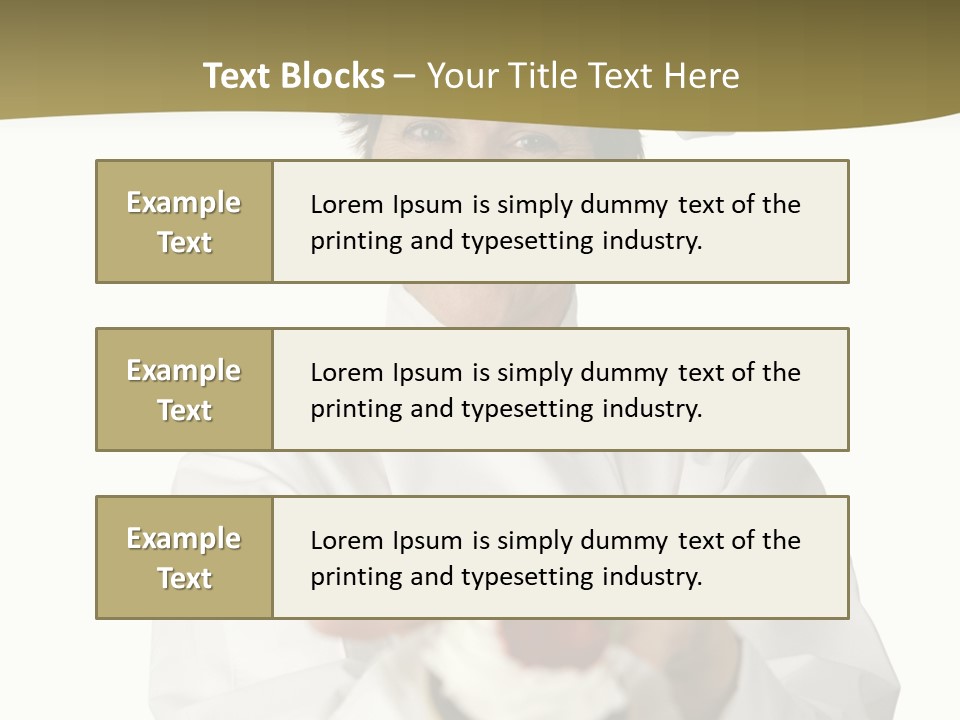 A Friendly Happy Looking Pastry Chef Holding A Dessert She Just Made. Isolated On White. PowerPoint Template