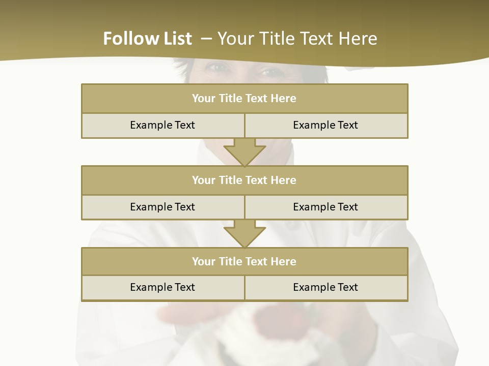 A Friendly Happy Looking Pastry Chef Holding A Dessert She Just Made. Isolated On White. PowerPoint Template