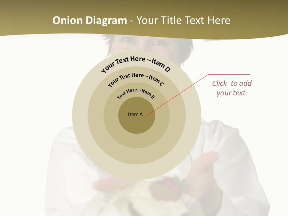 A Friendly Happy Looking Pastry Chef Holding A Dessert She Just Made. Isolated On White. PowerPoint Template