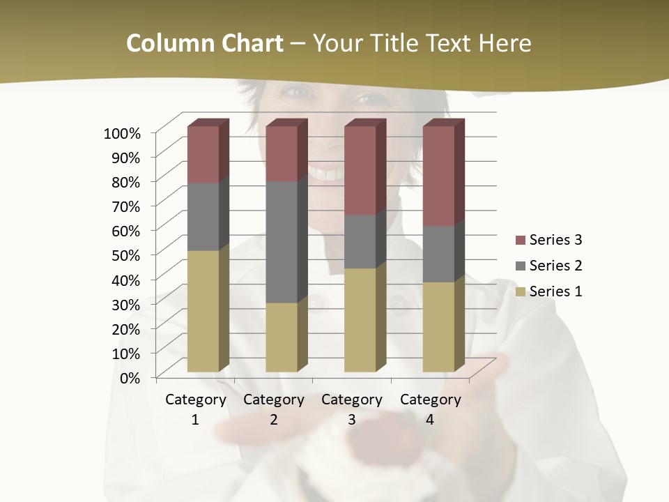 A Friendly Happy Looking Pastry Chef Holding A Dessert She Just Made. Isolated On White. PowerPoint Template