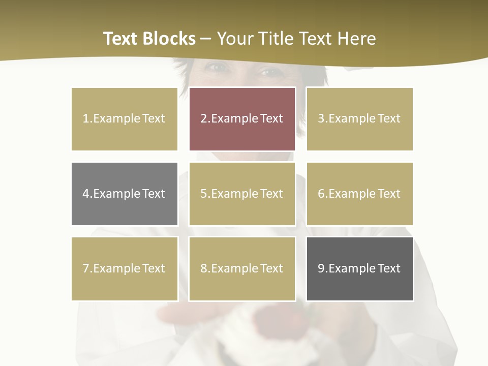 A Friendly Happy Looking Pastry Chef Holding A Dessert She Just Made. Isolated On White. PowerPoint Template