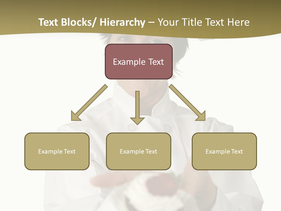 A Friendly Happy Looking Pastry Chef Holding A Dessert She Just Made. Isolated On White. PowerPoint Template