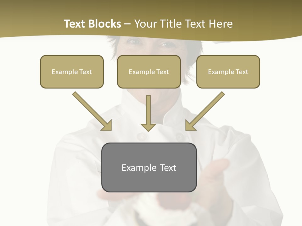 A Friendly Happy Looking Pastry Chef Holding A Dessert She Just Made. Isolated On White. PowerPoint Template