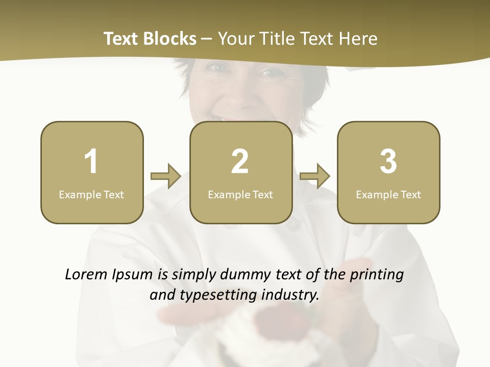 A Friendly Happy Looking Pastry Chef Holding A Dessert She Just Made. Isolated On White. PowerPoint Template