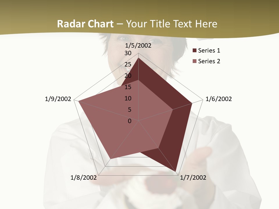 A Friendly Happy Looking Pastry Chef Holding A Dessert She Just Made. Isolated On White. PowerPoint Template