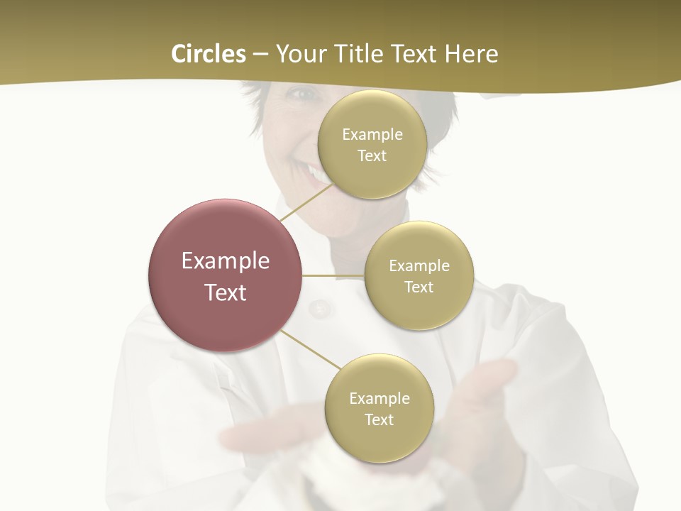 A Friendly Happy Looking Pastry Chef Holding A Dessert She Just Made. Isolated On White. PowerPoint Template