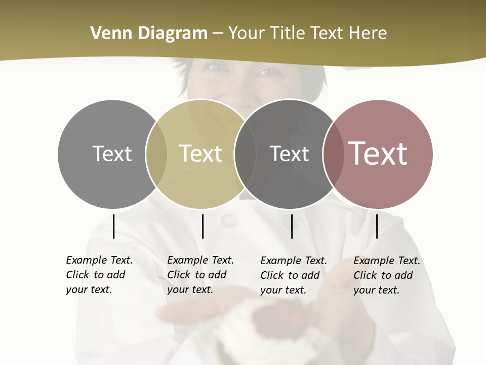 A Friendly Happy Looking Pastry Chef Holding A Dessert She Just Made. Isolated On White. PowerPoint Template