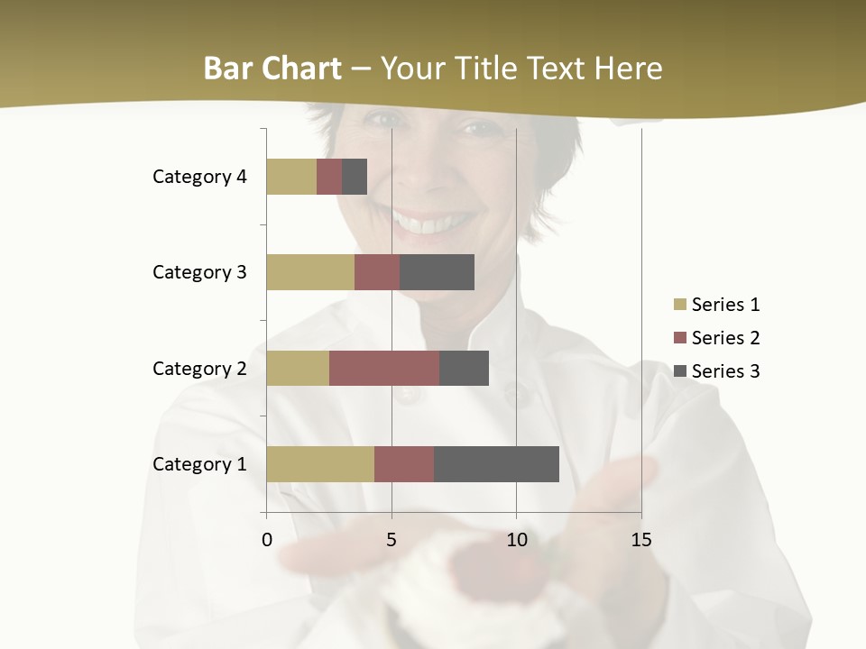 A Friendly Happy Looking Pastry Chef Holding A Dessert She Just Made. Isolated On White. PowerPoint Template