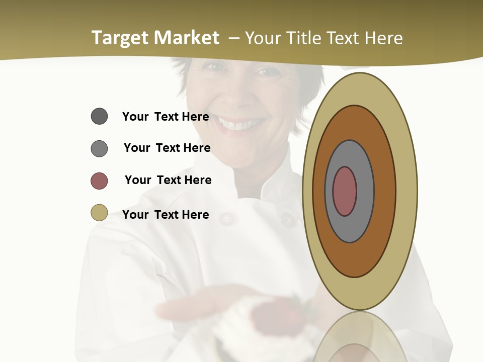 A Friendly Happy Looking Pastry Chef Holding A Dessert She Just Made. Isolated On White. PowerPoint Template