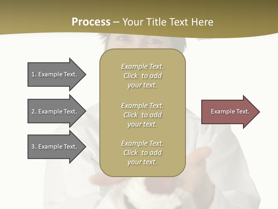 A Friendly Happy Looking Pastry Chef Holding A Dessert She Just Made. Isolated On White. PowerPoint Template