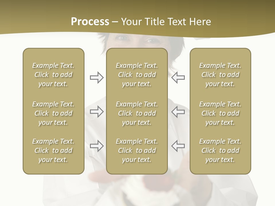 A Friendly Happy Looking Pastry Chef Holding A Dessert She Just Made. Isolated On White. PowerPoint Template