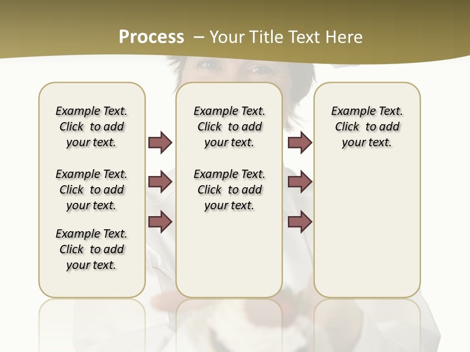 A Friendly Happy Looking Pastry Chef Holding A Dessert She Just Made. Isolated On White. PowerPoint Template
