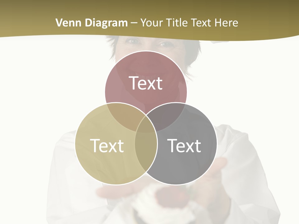 A Friendly Happy Looking Pastry Chef Holding A Dessert She Just Made. Isolated On White. PowerPoint Template