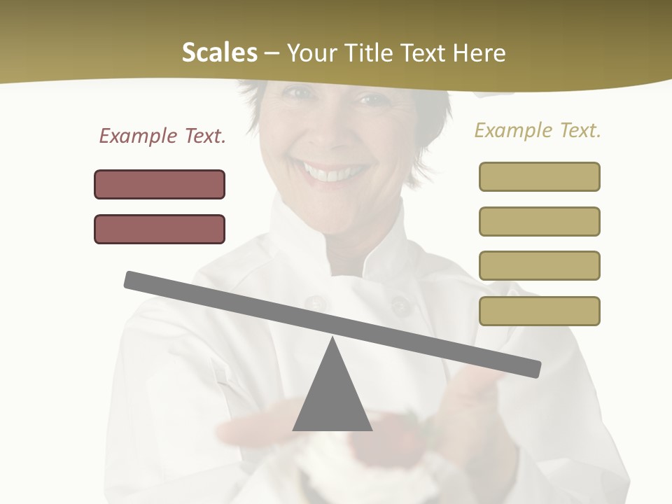 A Friendly Happy Looking Pastry Chef Holding A Dessert She Just Made. Isolated On White. PowerPoint Template