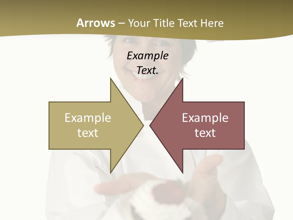 A Friendly Happy Looking Pastry Chef Holding A Dessert She Just Made. Isolated On White. PowerPoint Template