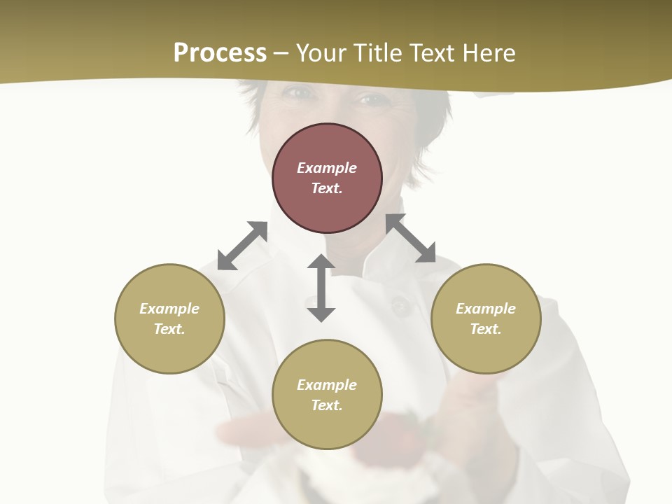 A Friendly Happy Looking Pastry Chef Holding A Dessert She Just Made. Isolated On White. PowerPoint Template