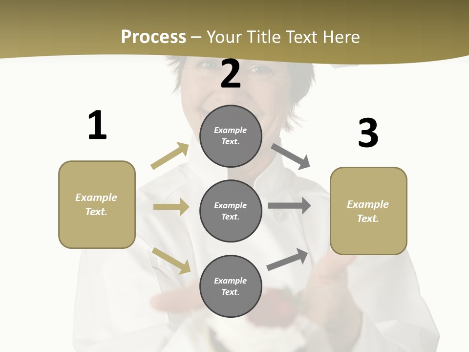 A Friendly Happy Looking Pastry Chef Holding A Dessert She Just Made. Isolated On White. PowerPoint Template
