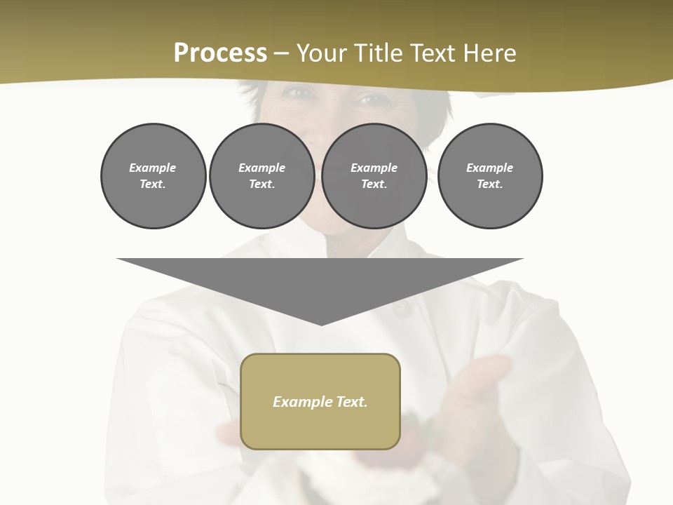 A Friendly Happy Looking Pastry Chef Holding A Dessert She Just Made. Isolated On White. PowerPoint Template