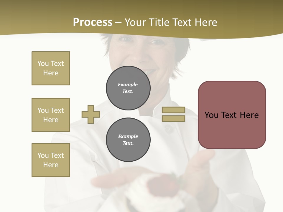 A Friendly Happy Looking Pastry Chef Holding A Dessert She Just Made. Isolated On White. PowerPoint Template