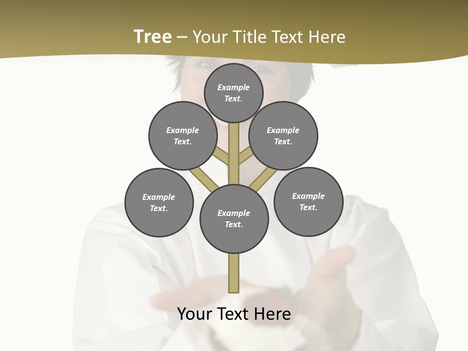 A Friendly Happy Looking Pastry Chef Holding A Dessert She Just Made. Isolated On White. PowerPoint Template