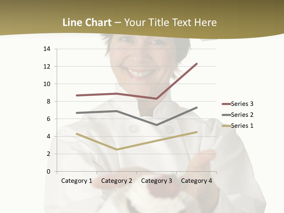 A Friendly Happy Looking Pastry Chef Holding A Dessert She Just Made. Isolated On White. PowerPoint Template