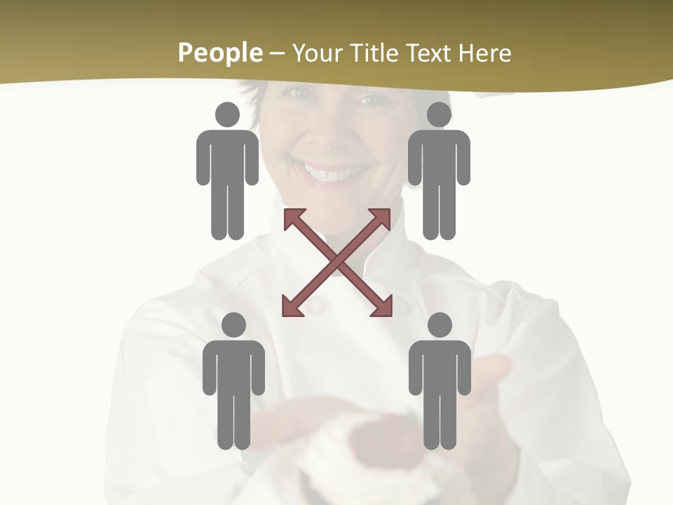 A Friendly Happy Looking Pastry Chef Holding A Dessert She Just Made. Isolated On White. PowerPoint Template