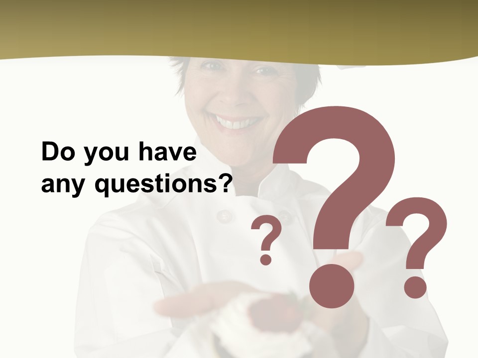 A Friendly Happy Looking Pastry Chef Holding A Dessert She Just Made. Isolated On White. PowerPoint Template