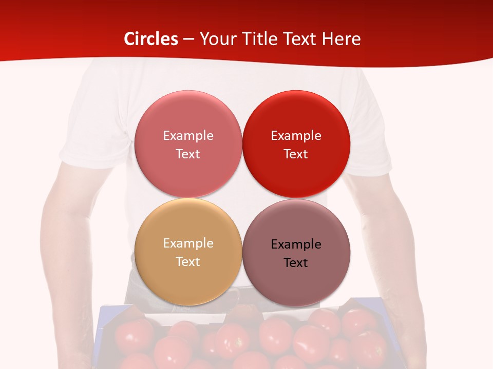 Delivery Man With Box Of Fresh Tomatoes Isolated On White. PowerPoint Template