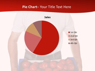 Delivery Man With Box Of Fresh Tomatoes Isolated On White. PowerPoint Template