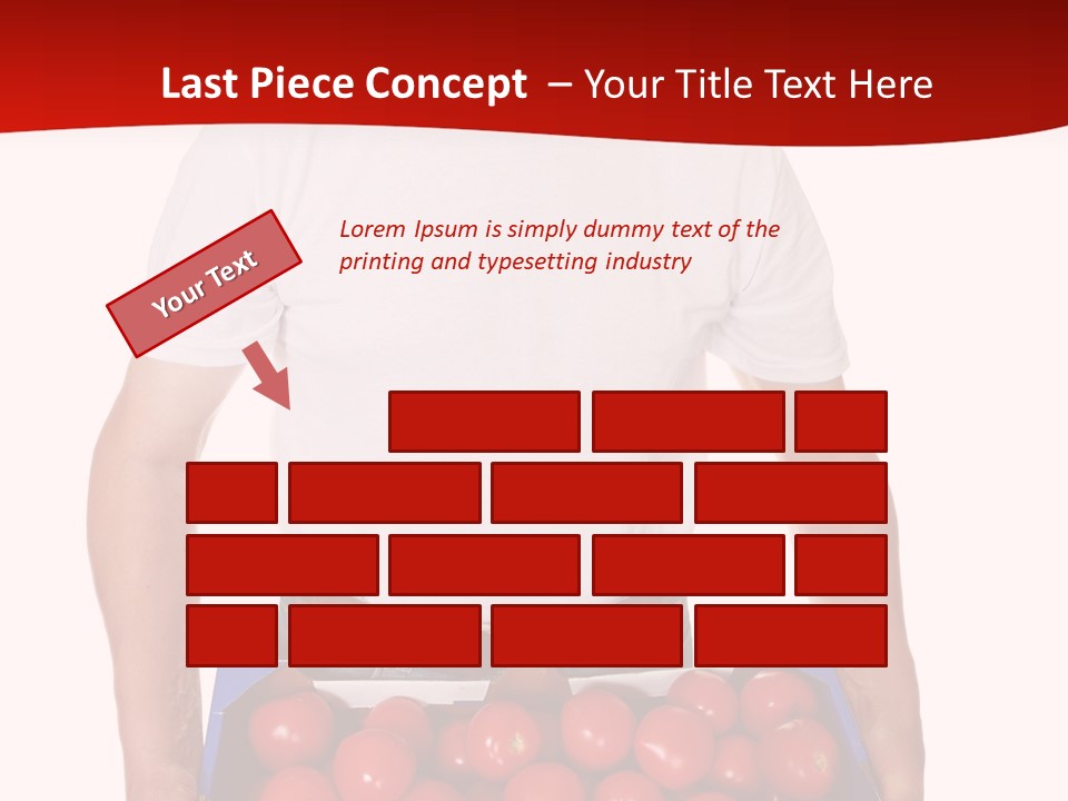 Delivery Man With Box Of Fresh Tomatoes Isolated On White. PowerPoint Template