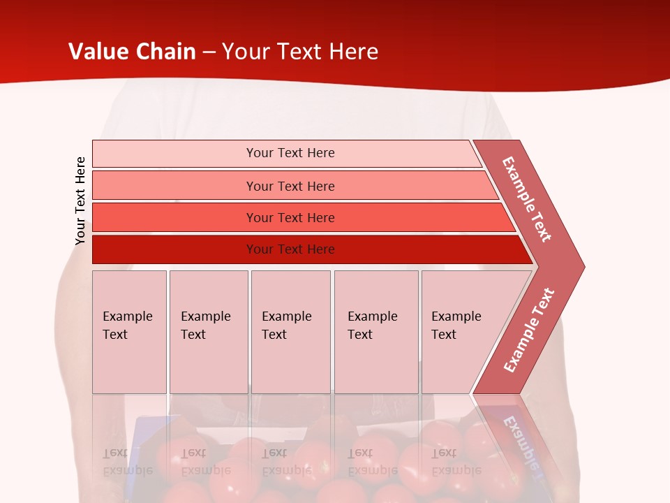 Delivery Man With Box Of Fresh Tomatoes Isolated On White. PowerPoint Template