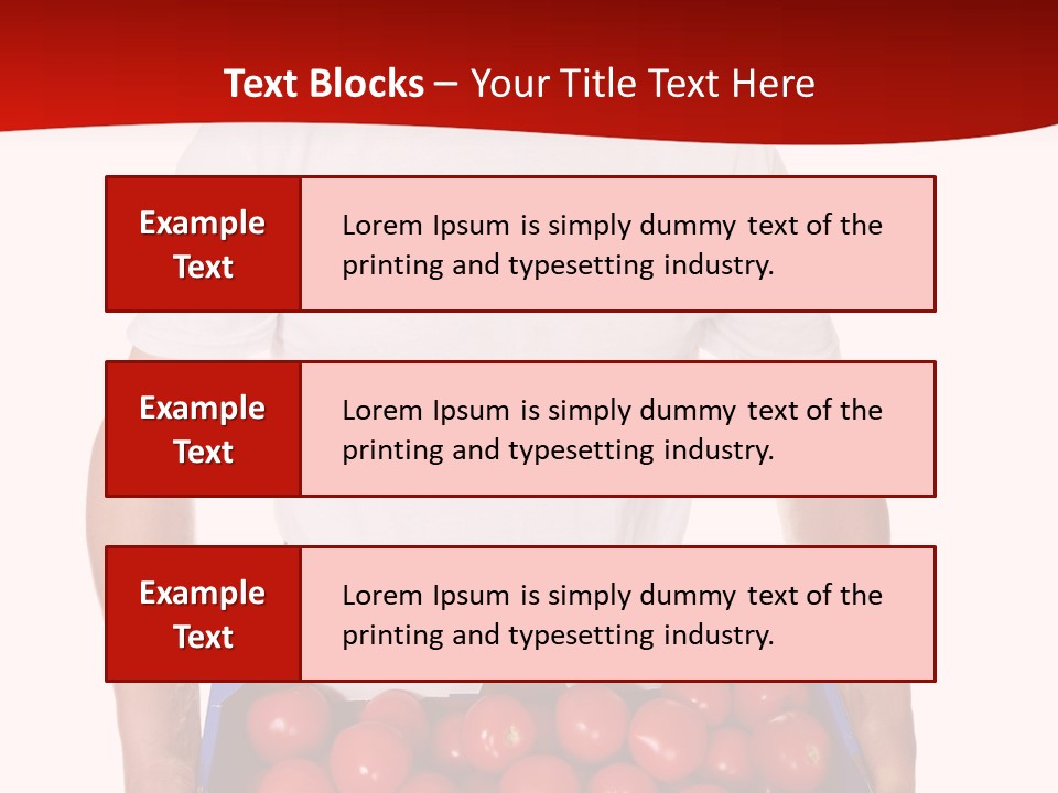 Delivery Man With Box Of Fresh Tomatoes Isolated On White. PowerPoint Template