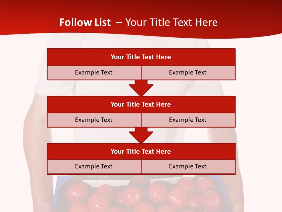 Delivery Man With Box Of Fresh Tomatoes Isolated On White. PowerPoint Template