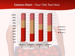 Delivery Man With Box Of Fresh Tomatoes Isolated On White. PowerPoint Template