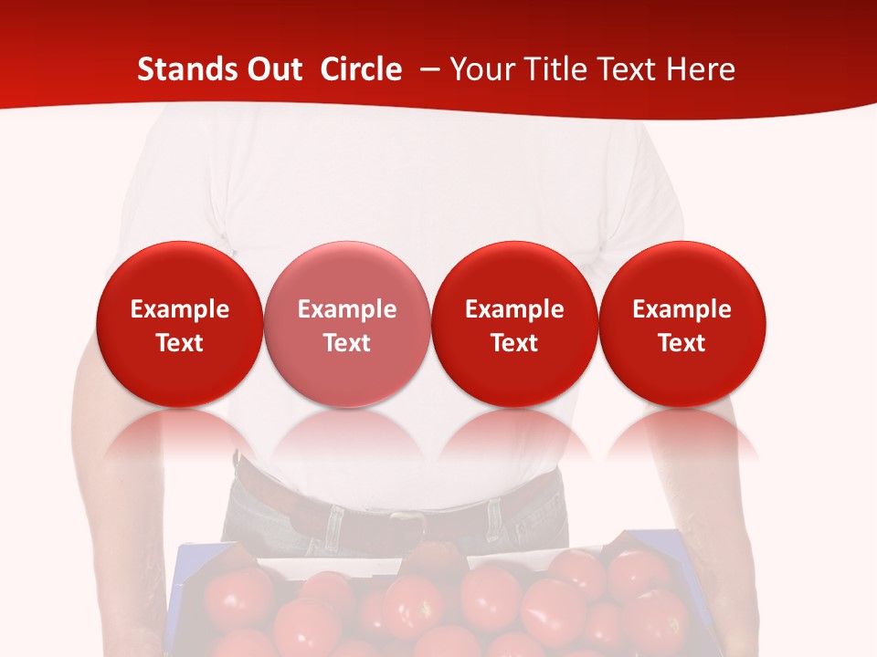 Delivery Man With Box Of Fresh Tomatoes Isolated On White. PowerPoint Template