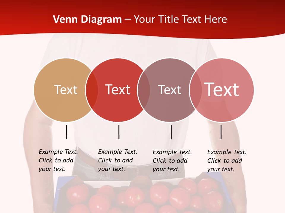 Delivery Man With Box Of Fresh Tomatoes Isolated On White. PowerPoint Template