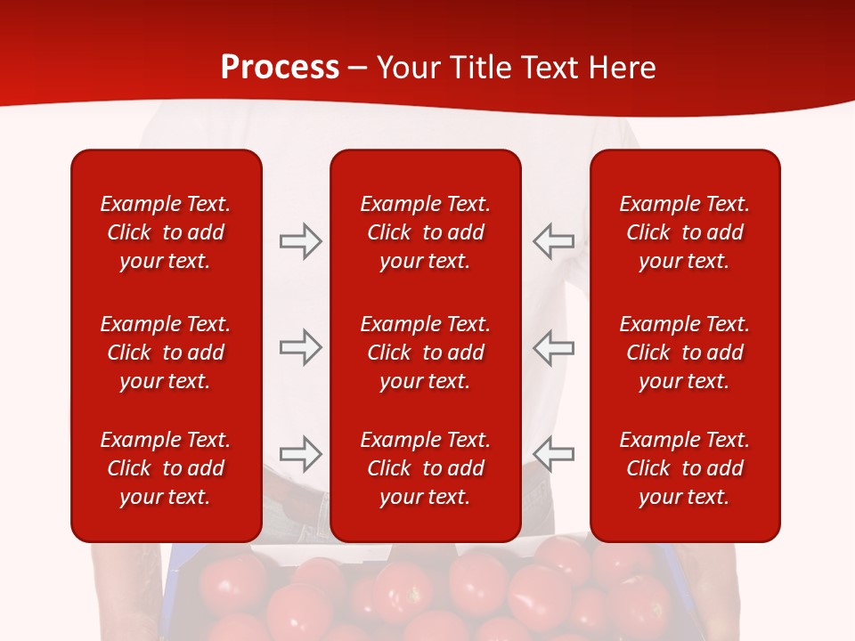 Delivery Man With Box Of Fresh Tomatoes Isolated On White. PowerPoint Template