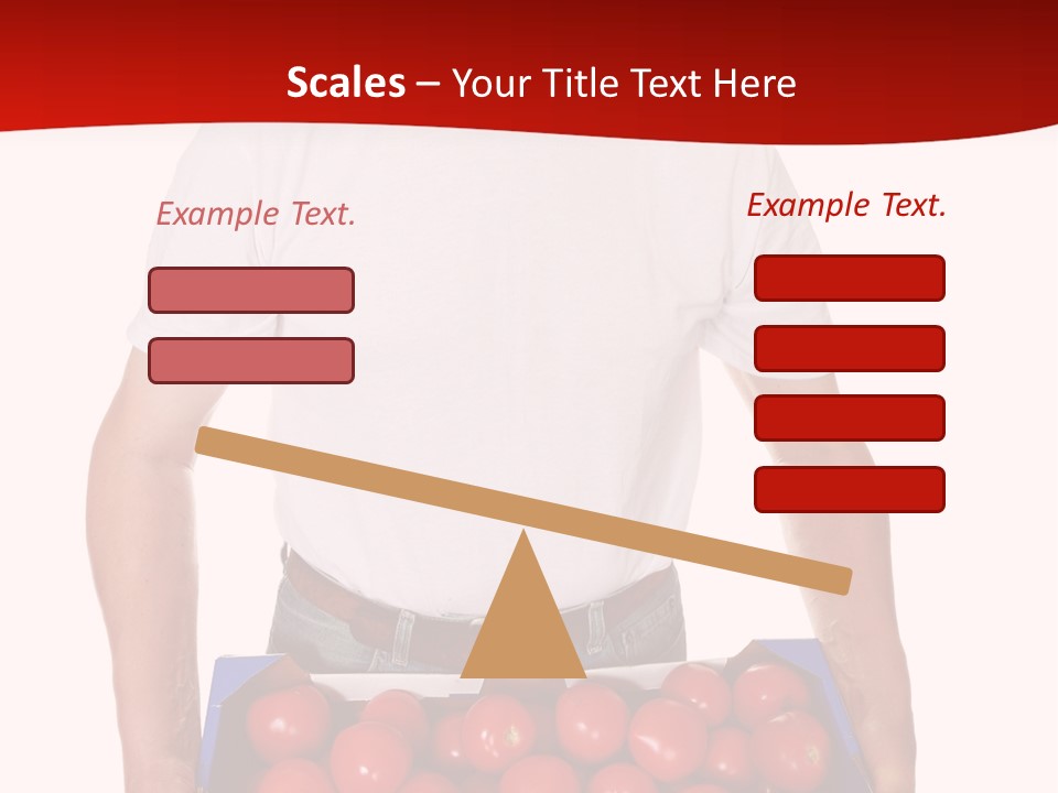 Delivery Man With Box Of Fresh Tomatoes Isolated On White. PowerPoint Template