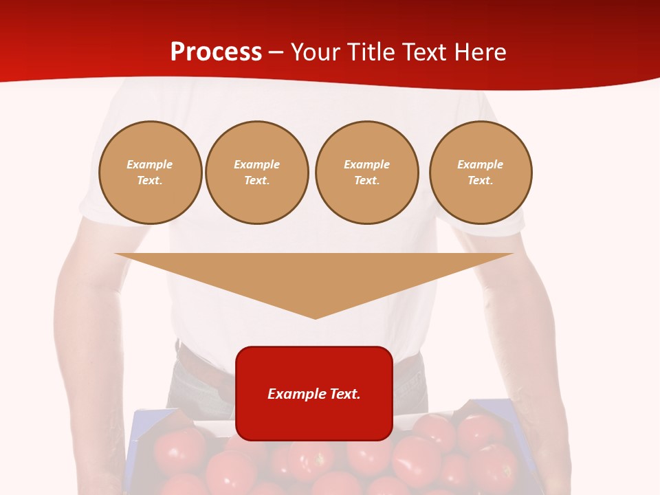 Delivery Man With Box Of Fresh Tomatoes Isolated On White. PowerPoint Template