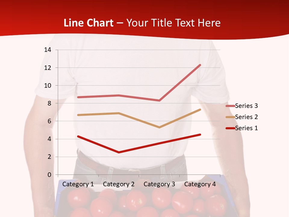 Delivery Man With Box Of Fresh Tomatoes Isolated On White. PowerPoint Template