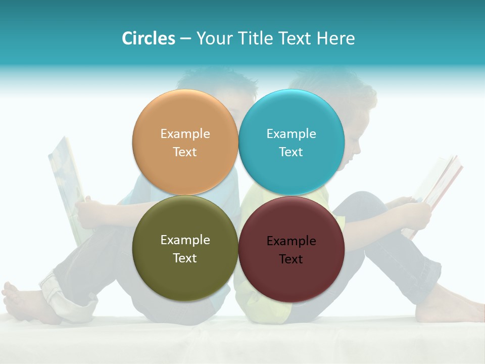 Two Friends Reading A Book, One Boy Looks At The Book Of The Other, Laughing. PowerPoint Template