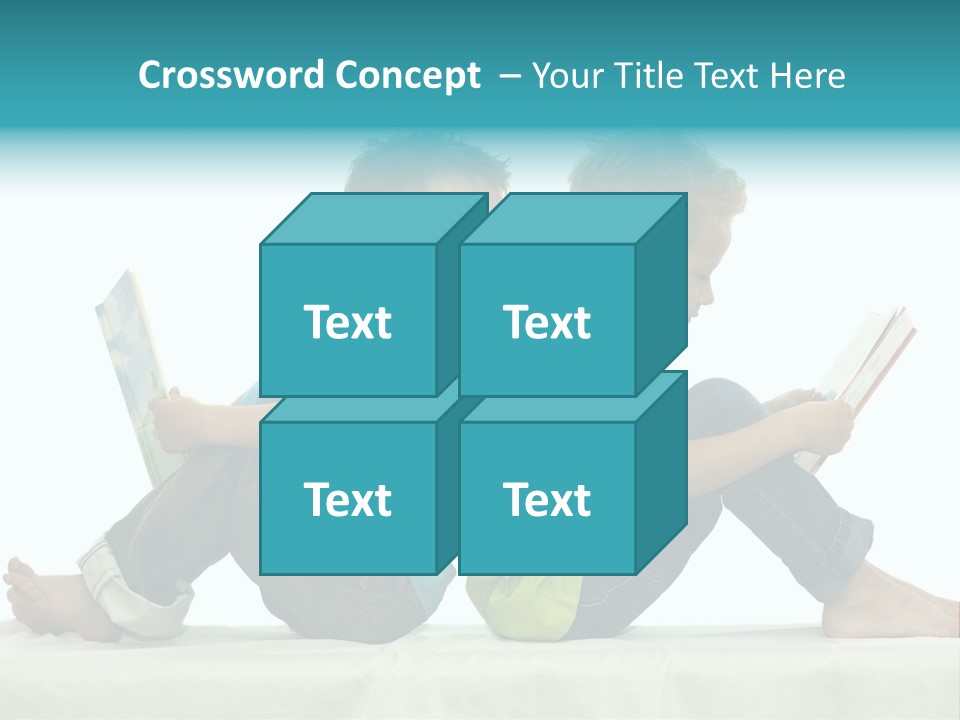 Two Friends Reading A Book, One Boy Looks At The Book Of The Other, Laughing. PowerPoint Template